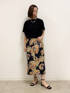 「フラワープリント」｜「アイテム（その他）」を使った、yurinaさん（レディース・153cm）の夏コーディネート