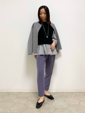 「153cm」｜「アイテム（ノーカラーコート）」を使った、yurinaさん（レディース・153cm）の冬コーディネート