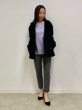 「153cm」｜「アイテム（ステンカラーコート）」を使った、yurinaさん（レディース・153cm）の冬コーディネート