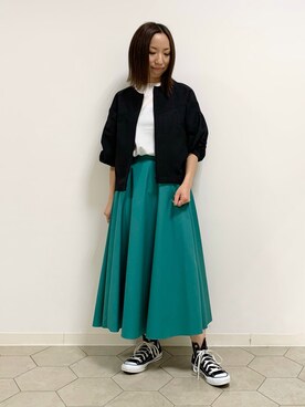 「153cm」｜「アイテム（ブルゾン）」を使った、yurinaさん（レディース・153cm）の夏コーディネート