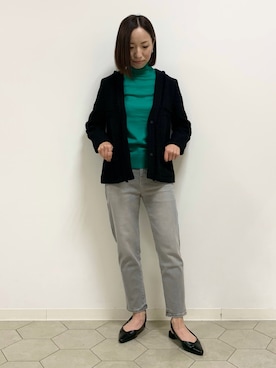 「153cm」｜「アイテム（ノーカラージャケット）」を使った、yurinaさん（レディース・153cm）の秋コーディネート