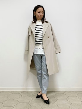 「153cm」｜「アイテム（トレンチコート）」を使った、yurinaさん（レディース・153cm）の冬コーディネート