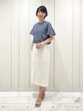 「袖フリル」｜「アイテム（その他）」を使った、cotaniさん（レディース・162cm）の秋コーディネート