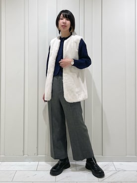 「ニットカーディガン」｜「アイテム（ブルゾン）」を使った、cotaniさん（レディース・162cm）の秋コーディネート