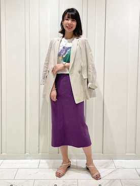 「麻ジャケット」｜cotaniさん（レディース・162cm）の秋コーディネート