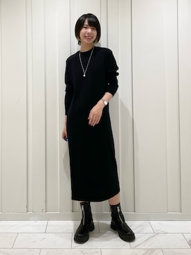 「黒ワンピ」｜「アイテム（その他）」を使った、cotaniさん（レディース・162cm）の秋コーディネート