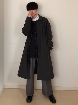 「LILL」｜「アイテム（ステンカラーコート）」を使った、Mugくん【きれいめカジュアル】さん（メンズ・170cm）の冬コーディネート