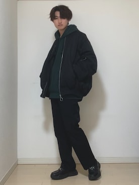 「GUコーデ」｜「アイテム（MA-1）」を使った、Mugくん【きれいめカジュアル】さん（メンズ・170cm）の秋コーディネート