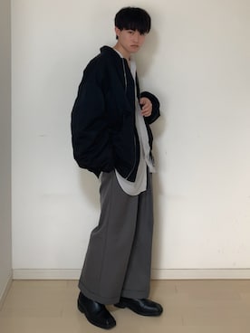 「ほめられ本命コーデ」｜「アイテム（MA-1）」を使った、Mugくん【きれいめカジュアル】さん（メンズ・170cm）の冬コーディネート