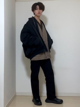 「adrer」｜「アイテム（MA-1）」を使った、Mugくん【きれいめカジュアル】さん（メンズ・170cm）の冬コーディネート