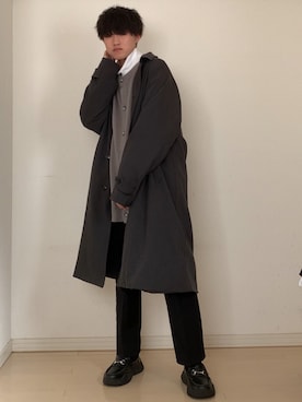 「ストレートパンツ」｜「アイテム（ステンカラーコート）」を使った、Mugくん【きれいめカジュアル】さん（メンズ・170cm）の冬コーディネート