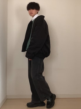 「act'm（アクトム）のアイテム（MA-1）」を使った、Mugくん【きれいめカジュアル】さん（メンズ・170cm）の冬コーディネート