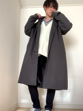 「黒スキニー」｜「アイテム（ステンカラーコート）」を使った、Mugくん【きれいめカジュアル】さん（メンズ・170cm）の冬コーディネート