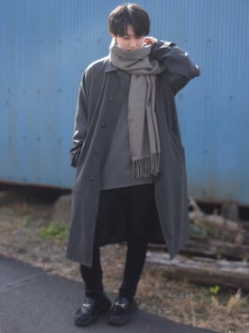 「黒スキニー」｜「アイテム（ステンカラーコート）」を使った、Mugくん【きれいめカジュアル】さん（メンズ・170cm）の冬コーディネート