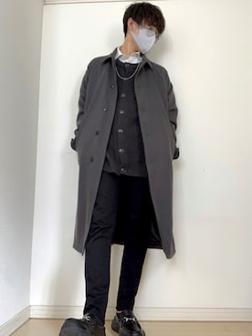 「LILL」｜「アイテム（ステンカラーコート）」を使った、Mugくん【きれいめカジュアル】さん（メンズ・170cm）の冬コーディネート