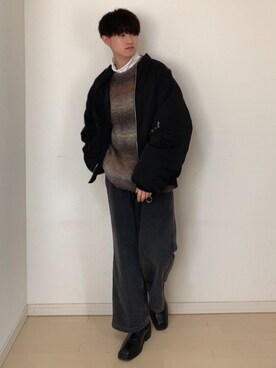 「act'm（アクトム）のアイテム（MA-1）」を使った、Mugくん【きれいめカジュアル】さん（メンズ・170cm）の冬コーディネート