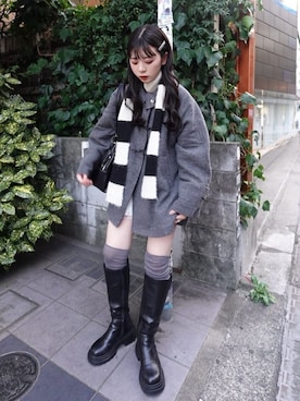 「アイテム（その他アウター、グレー系）」を使った、Kastane officialさん（レディース・159cm）の秋コーディネート