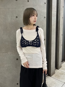 「Kastane（カスタネ）の【SET ITEM/3WAY/着回し力◎】アンサンブルブラビスチェニット（ニット/セーター、ブルー系）」を使った、Kastane officialさん（レディース・161cm）の秋コーディネート