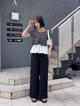 「Kastane（カスタネ）の【マルチウェイ】ホルターバルーンカーデSET（カーディガン/ボレロ、ブルー系）」を使った、Kastane officialさん（レディース・149cm）の夏コーディネート