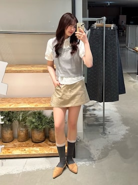 「Kastane（カスタネ）のパフシャツ×タンクSET（シャツ/ブラウス、ホワイト系）」を使った、Kastane officialさん（レディース・160cm）の春コーディネート