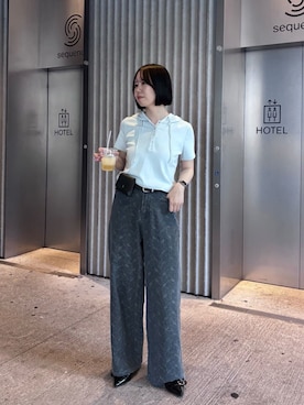 「Kastane（カスタネ）の【WEB先行】スタッズフードTEE（パーカー、ホワイト系）」を使った、Kastane officialさん（レディース・160cm）の春コーディネート