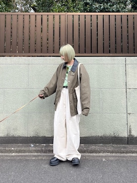 「アイテム（ブルゾン、グリーン系）」を使った、Kastane officialさん（レディース・155cm）の夏コーディネート