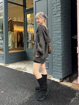 「Kastane（カスタネ）のルーズレッグウォーマー（レッグウォーマー、ブラック系）」を使った、Kastane officialさん（レディース・161cm）の秋コーディネート