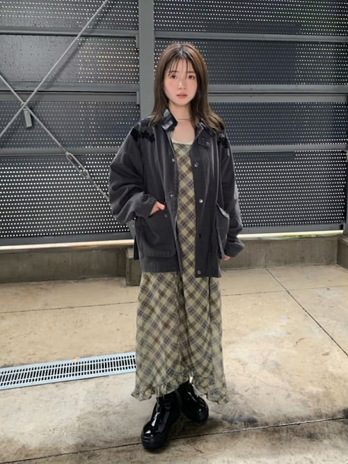 セール】【肩紐調節可/裏地付き】シアーチェックアシメワンピース