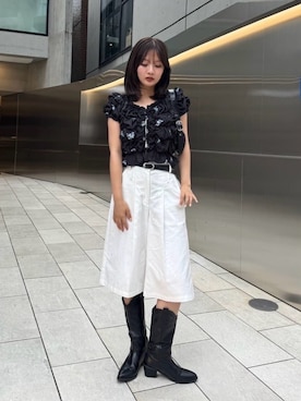 「Kastane（カスタネ）のウエスタンブーツ（ブーツ、ブラック系）」を使った、Kastane officialさん（レディース・149cm）の夏コーディネート