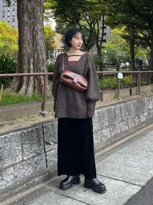 ニット　あき（商品説明文は最後まで読んでね）sama WEB先行/前後2WAY】メランジVあきニットプルオーバー（ニット