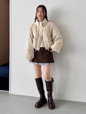 「アイテム（ダウンジャケット/コート）」を使った、Kastane officialさん（レディース・163cm）の夏コーディネート