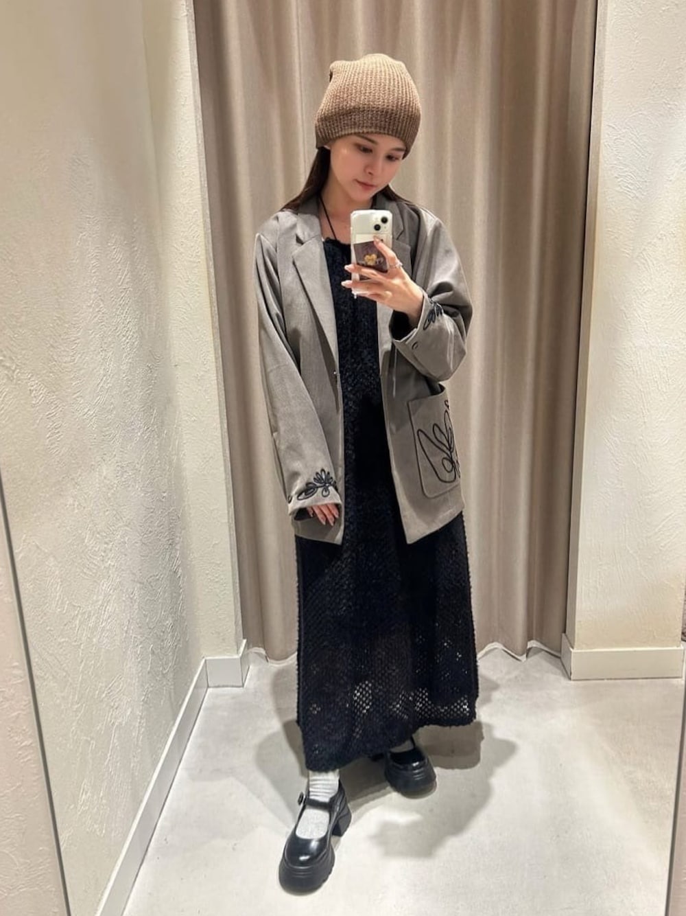 セットアップ対応/裏地なし】フレンチツイル刺繍ジャケットを