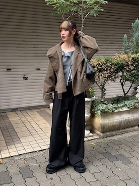「アイテム（テーラードジャケット、グリーン系）」を使った、Kastane officialさん（レディース・159cm）の秋コーディネート