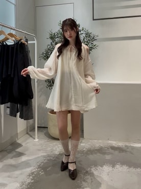 「Kastane（カスタネ）の【S.Lサイズ展開】カットアウトブラウス（シャツ/ブラウス、ホワイト系）」を使った、Kastane officialさん（レディース・160cm）の春コーディネート