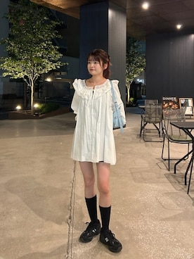 「Kastane（カスタネ）のフリルボリュームミニワンピース（ワンピース、ホワイト系）」を使った、Kastane officialさん（レディース・152cm）の夏コーディネート