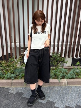 「Kastane（カスタネ）の【S.Mサイズ展開】Newヴィンテージ加工ロゴTEE（Tシャツ/カットソー、ホワイト系）」を使った、Kastane officialさん（レディース・149cm）の夏コーディネート