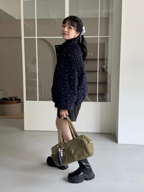 WEB先行/袖取り外し可/無地&花柄】コーデュロイ中綿ミドルジャケット