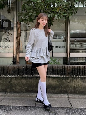 「Kastane（カスタネ）のロゴハイソックス（ソックス/靴下、ホワイト系）」を使った、Kastane officialさん（レディース・152cm）の夏コーディネート