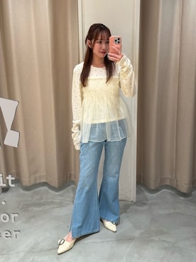 「Kastane（カスタネ）のチュールドッキングカットソー（Tシャツ/カットソー、ホワイト系）」を使った、Kastane officialさん（レディース・160cm）の春コーディネート