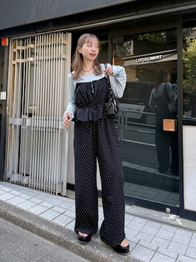 「アイテム（オールインワン・サロペット、ブラック系）」を使った、Kastane officialさん（レディース・156cm）の秋コーディネート