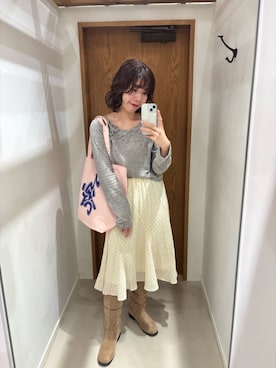 「Kastane（カスタネ）の【8.23(日)0:00発売/WEB限定】スタッズデザイントップス（Tシャツ/カットソー、グレー系）」を使った、Kastane officialさん（レディース・152cm）の夏コーディネート