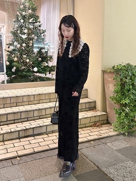 「Kastane（カスタネ）の【オケージョンドレス/結婚式/低身長サイズ/2サイズ展開】ベロアレースワンピース＋チョーカーSET（ワンピース）」を使った、Kastane officialさん（レディース・160cm）の夏コーディネート