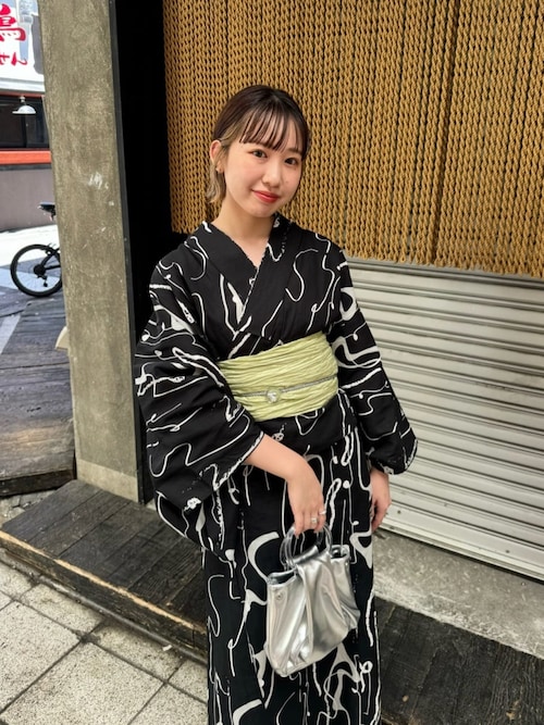 kastane ヴィンテージアート滝流れ浴衣＆帯SET 浴衣 ネイビー