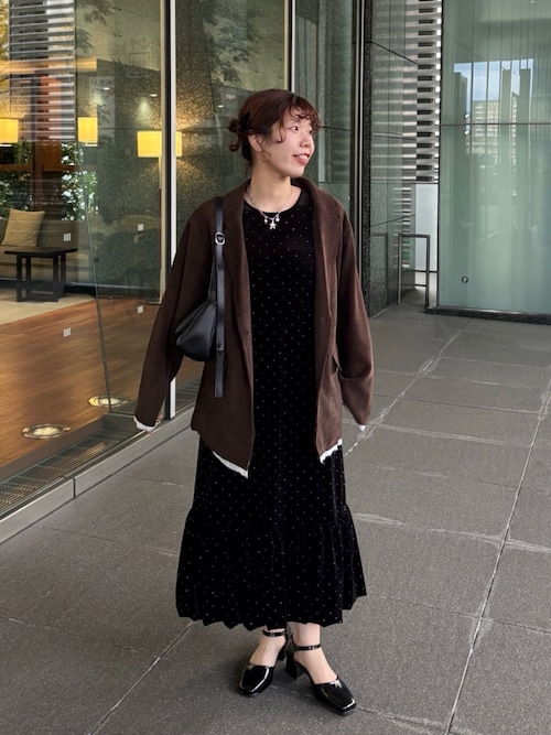 結婚式/オケージョン】ベロアスタッズワンピース（ワンピース