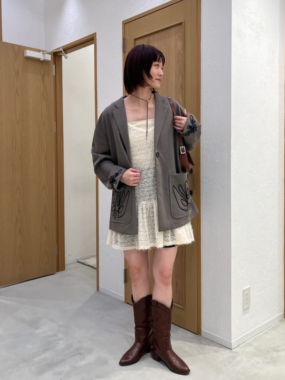 セットアップ対応/裏地なし】フレンチツイル刺繍ジャケットを