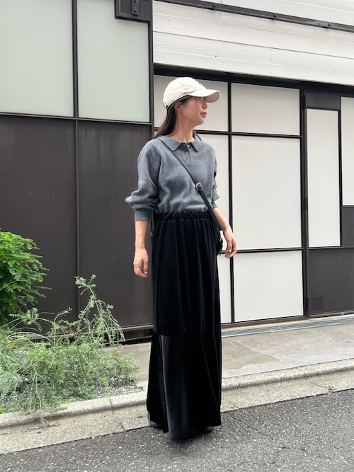 WEB・一部店舗限定/2サイズ展開/低身長サイズ】ベロア裾フレアスカート