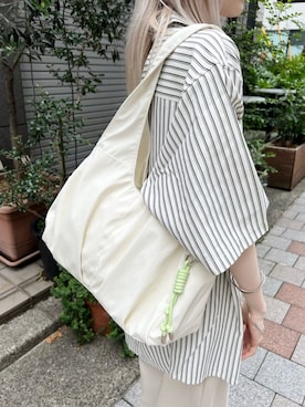 「Kastane（カスタネ）の【WEB限定/A4サイズ】トラベルBAG（トートバッグ、ホワイト系）」を使った、Kastane officialさん（レディース・149cm）の夏コーディネート