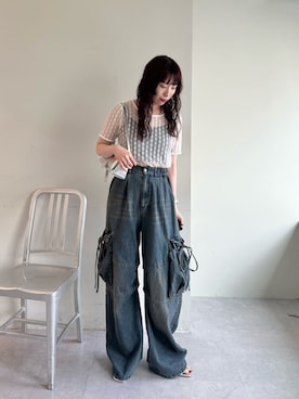 Kastaneのデニムパンツを使った「カーゴパンツ」のレディース