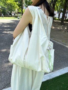 「Kastane（カスタネ）の【WEB限定/A4サイズ】トラベルBAG（トートバッグ、ホワイト系）」を使った、Kastane officialさん（レディース・149cm）の夏コーディネート