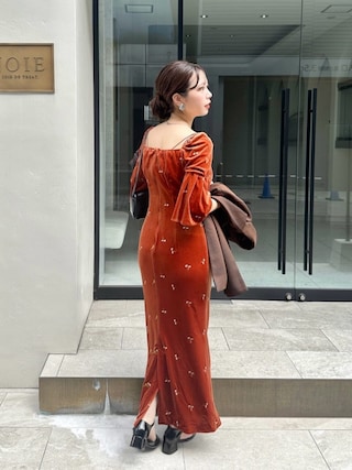 Kastaneオケージョンドレスvelour bell sleeve dress オケージョンドレス/結婚式】velour bell sleeve dress
